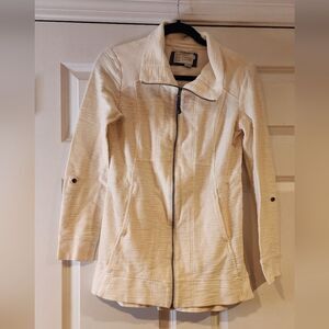 Anthropologie white zip up tie back cotton sweatshirt XS